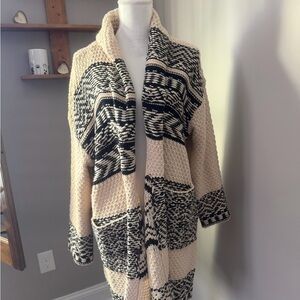 Lucky Brand Black and Cream Cowl Neck Sweater